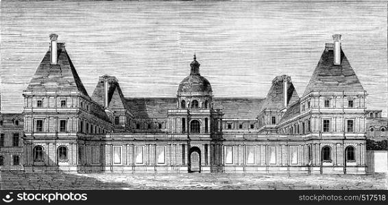 Luxembourg Palace, stand for Marie de Medici, vintage engraved illustration. Magasin Pittoresque 1845.
