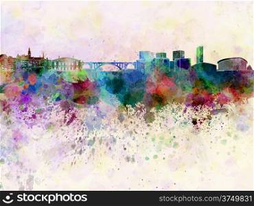Luxembourg skyline in watercolor background
