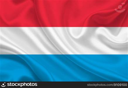 Luxemburg country flag on wavy silk fabric background panorama - illustration. Luxemburg country flag on wavy silk fabric background panorama
