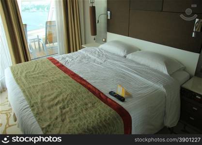 Luxerious interior of a cruise ship cabin