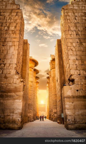 Luxor Karnak Temple in Egypt at sunset