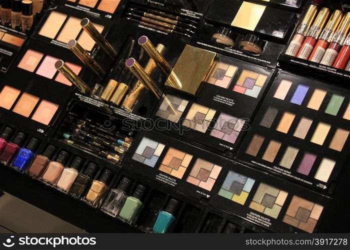 Luxurious cosmetics displayed in a shop