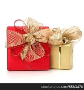 Luxurious gifts isolated on white background close up