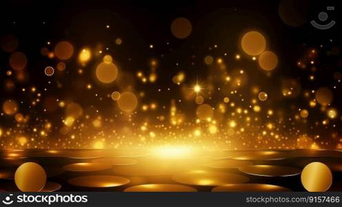 Luxurious gold bokeh background for awards and glamour events by generative AI