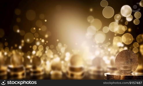 Luxurious gold bokeh background for awards and glamour events by generative AI