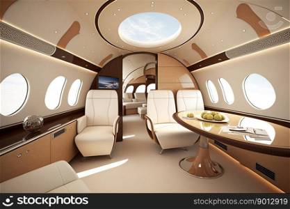 luxurious interior inside private jet created by generative AI