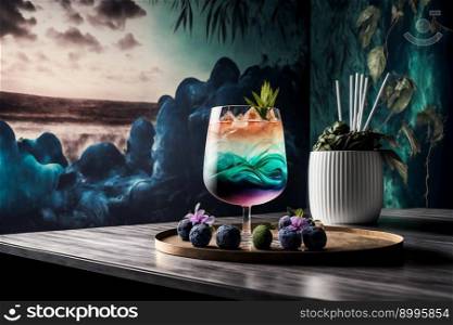 Luxurious lifestyle..  shot of cocktail.  Image created with Generative AI technology
