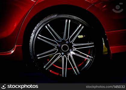 Luxury alloy wheel in close-up as an automotive