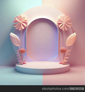 Luxury and elegant 3d display product with flower decorations