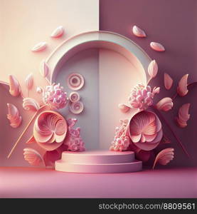 Luxury and elegant 3d display product with flower decorations