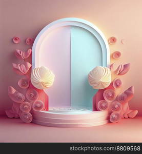 Luxury and elegant 3d display product with flower decorations