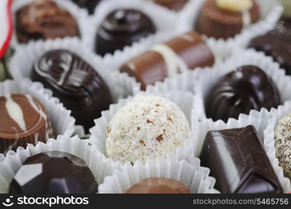 luxury and sweet praline and chocolate decoration food close up