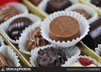 luxury and sweet praline and chocolate decoration food close up