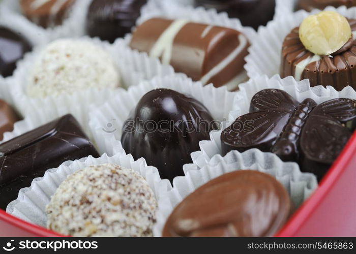 luxury and sweet praline and chocolate decoration food close up