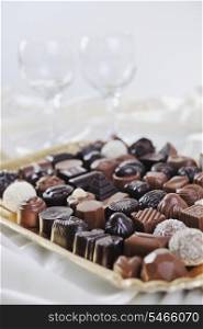 luxury and sweet praline and chocolate decoration food close up