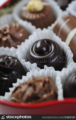 luxury and sweet praline and chocolate decoration food close up