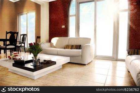 Luxury apartment with stylish modern interior design