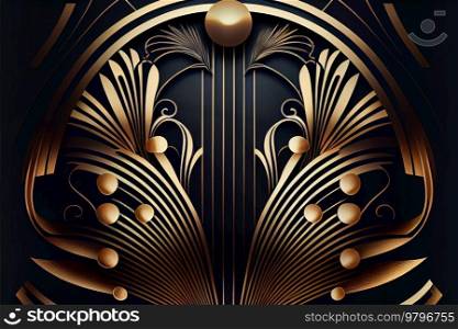 luxury background with black and golden art deco pattern. luxury art deco background