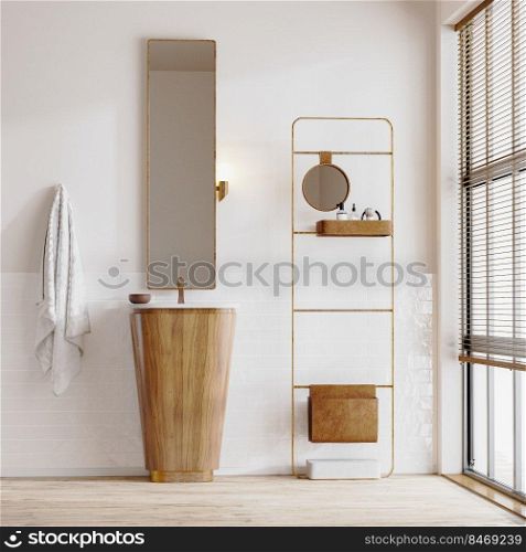 luxury bathroom interior design mock up. 3d rendering