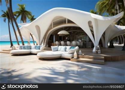 Luxury beach tents canopies on white sandy beach