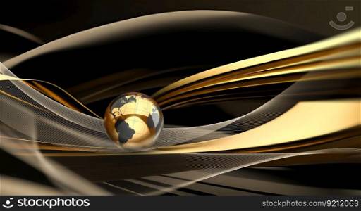 Luxury Business Background with Golden World and Abstract Black and Gold Shapes. Luxury Business Background