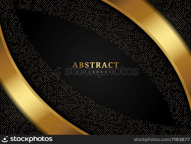Luxury curve overlap layers black background with glitter and golden lines glowing dots golden combinations.You can use for ad, poster, template, business presentation, artwork. Vector illustration