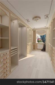 luxury dressing room interior (3D rendering)