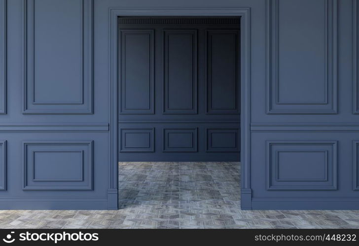 Luxury empty room interior in modern classical design, 3D Rendering