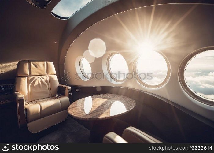 Luxury interior business jet. Travel corporate. Generate Ai. Luxury interior business jet. Generate Ai