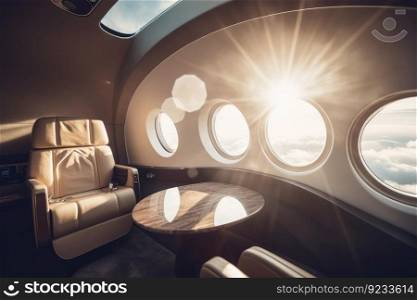 Luxury interior business jet. Travel corporate. Generate Ai. Luxury interior business jet. Generate Ai