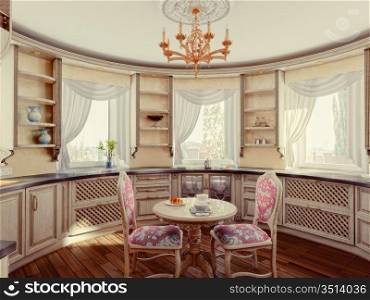 luxury kitchen interior (3D rendering)