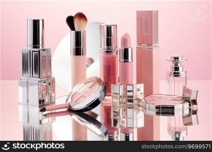 Luxury Makeup Set with Powder, Lipstick and Eye Shadow Ai generated