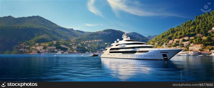 Luxury Mega Yacht near the sea shore