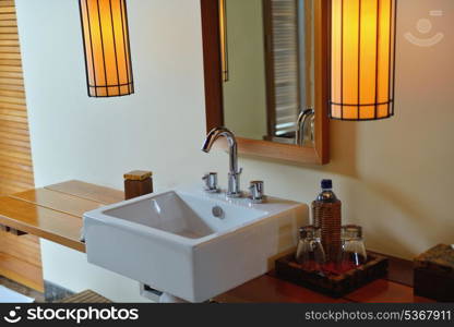 Luxury modern beautoful bathroom suite indoor