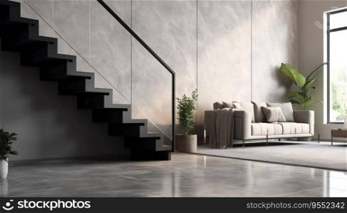 Luxury modern grey marble stone staircase with tempered glass