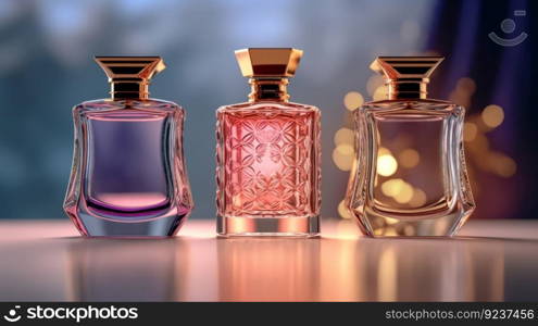 Luxury perfume bottles. Illustration Generative AI 