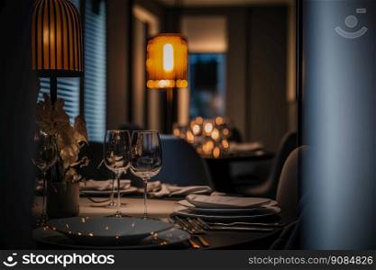 luxury restaurant interior. Illustration Generative AI 