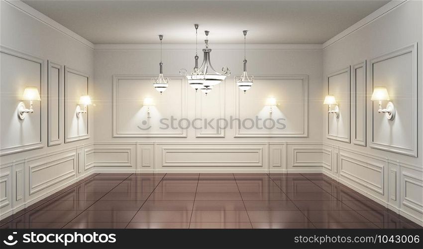 Luxury Scandinavian style room classic wall interior .3D rendering