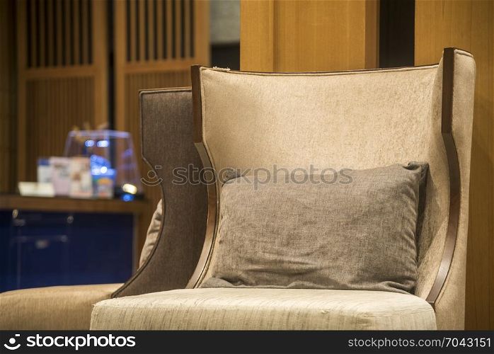 Luxury sofa set in the hotel, night light