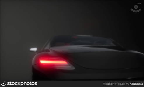 luxury sport car in dark studio with bright lights