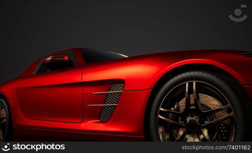 luxury sport car in dark studio with bright lights