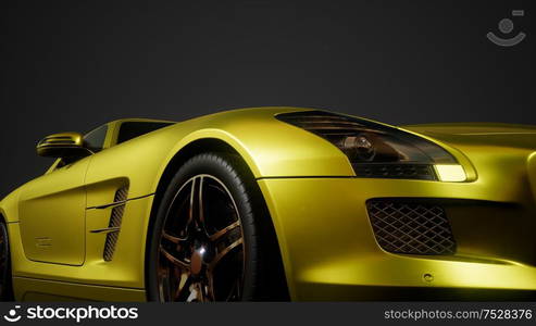 luxury sport car in dark studio with bright lights