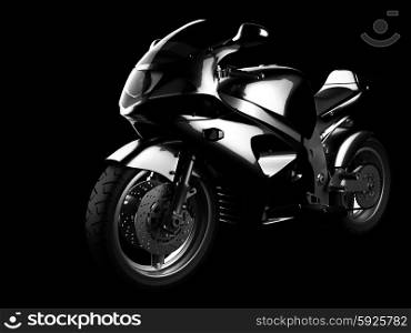 luxury sportbike in dark studio