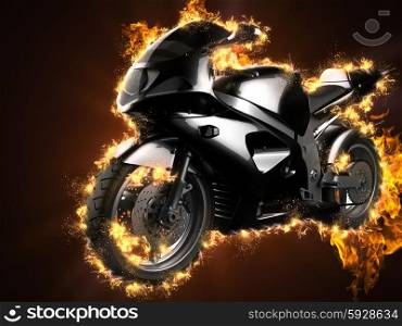 luxury sportbike in fire
