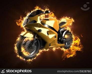 luxury sportbike in fire