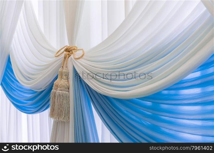 Luxury sweet white and blue curtain and tassel
