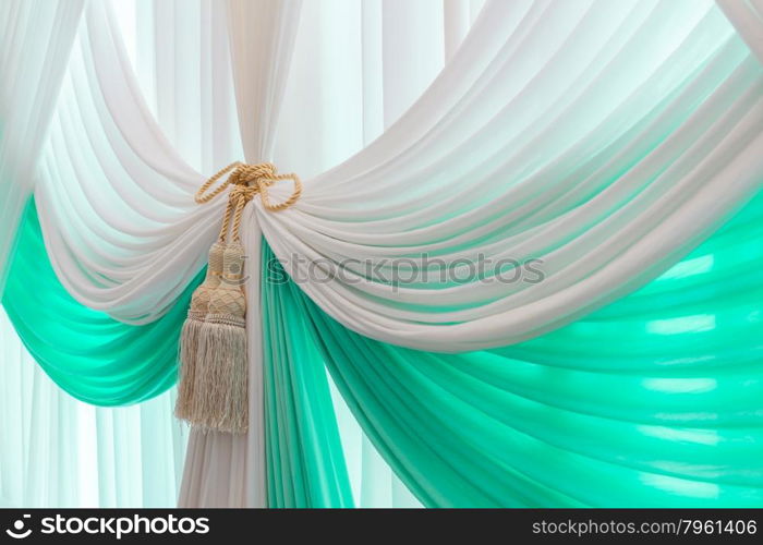 Luxury sweet white and blue curtain and tassel