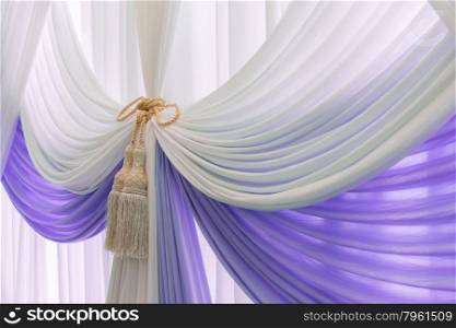 Luxury sweet white and violet curtain and tassel