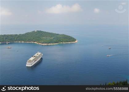 luxury turist boat ship at sea on summer vacation