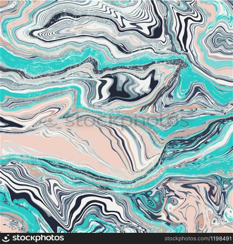 Luxury turquoise swirls of agate. Liquid swirls of marble texture. Fluid modern artwork. For wallpapers, banners, posters, cards, invitations, design covers, presentation, flyers. Vector illustration.. Luxury turquoise swirls of agate. Liquid swirls of marble texture.